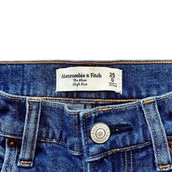 Abercrombie & Fitch Women's‎ High Rise Mom Jeans Size 25 Blue Distressed - Picture 6 of 7